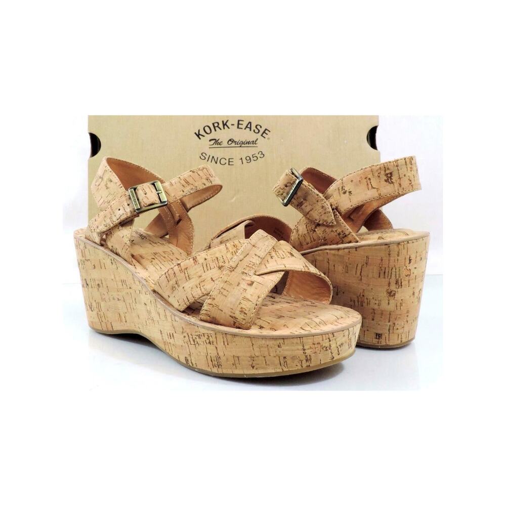 Women's Shoes Kork Ease Size 10 AVA Platform Wedge Sandals Comfort Natural Cork